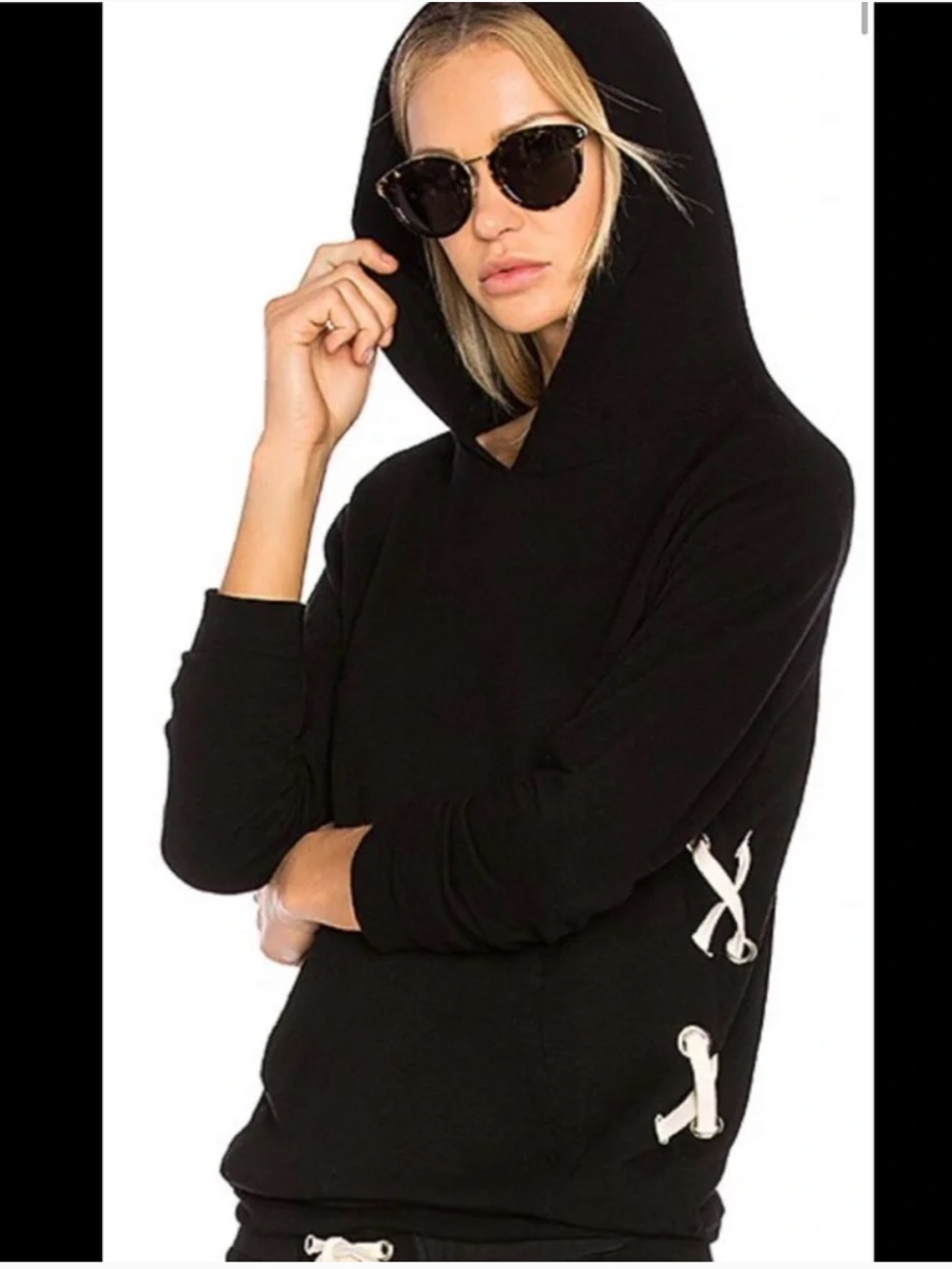 Monrow Lace up hoodie sweatshirt